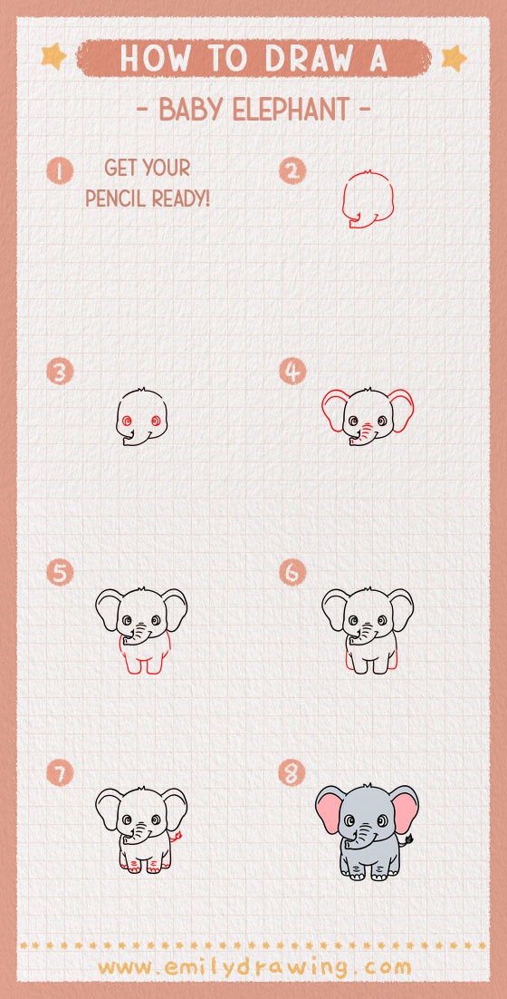 how to draw a baby elephant pinterest pin